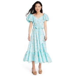 LoveShackFancy Blue Floral Maxi Dress